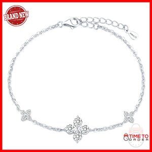 Sterling Silver Moissanite Charm Bracelet Adjustable Fine Jewelry Gift